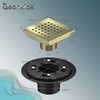 Georkios Brushed Gold 6 Inch Square Floor Drain, SUS304 Stainless