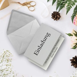 25 x Folding Cards Set DIN A6/C6 with Envelopes in Light Grey - Includes Insert - 14.8 x 10.5 cm - Premium Quality - FarbenFroh