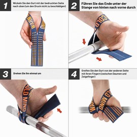 WARM BODY COLD MIND V1 Lifting Straps for Olympic Weightlifting, Tested at 300 kg, Lifting Straps for Strength Training, Fitness, Bodybuilding, Wrist Wraps, Weightlifting Straps, Gym (Navy/Orange)