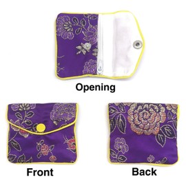 Bestac 12 Pcs Jewelry Silk Purse Pouch Chinese Brocade Embroidered Bags, Multiple Colors, Coin Container Pocket (Small)
