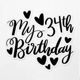 Decal Stickers of 34Th Birthday Premium Indoor (No Waterproof) Vinyl Decal Stickers for Laptop Phone Accessory Helmet Car Window Mug Tuber Cup Door Wall Decoration ANDVER3g8629aBL