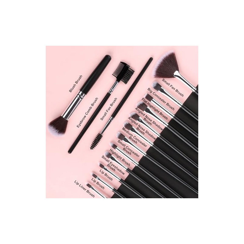 Solve Juego Brochas Maquillaje Piezas Pinceles Profesionales Mango Madera Base