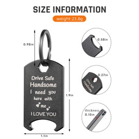 TISUR Drive Safe Keychain for Him，Men Gifts for Boyfriend Husband Daddy Fathers Birthday Valentines Christmas (Black)