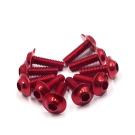 A ABSOPRO Motorcycle License Plates Fairing Bolts Screws M6 x 19mm Hexagon License Plates Bolts Screws Metal Red (Set of 10)