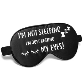 Funny Silk Sleep Mask - I’m Not Sleeping I’m Just Resting My Eyes - Cool Eye Mask Gifts for Men, Women, Dad, Husband, Boyfriend, Birthday, Fathers Day, Christmas Stocking Stuffers, White Elephant Gag