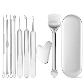 Kit de herramientas para eliminar puntos negros, 9 piezas de acero inoxidable, extractor de puntos negros, Guasha