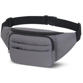 Bumbag Waist Fanny Pack for Men Women Unisex Bum Bag with Adjustable Belt for Outdoor Sport Running Hiking Jogging Travel (Grey)