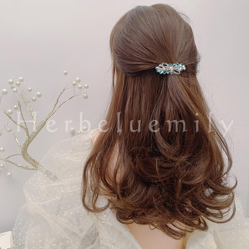 Herbeluemily Barrette, Bijou Stone, Metal Fittings, Hair Clip, Stylish, Adult,