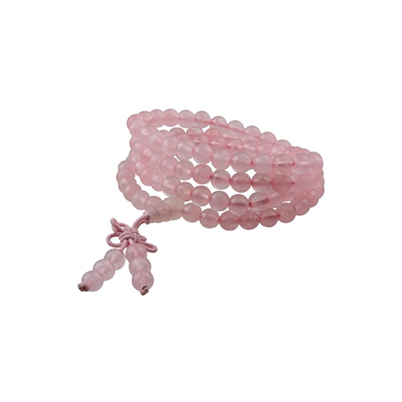 Shanxing 6mm Rose Quartz Crystal 108 Prayer Beads Mala Wrap