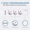 realmade Mehrfachsteckdose mit USB, Realmade 3 Fach Steckdose, Verl?ngerungskabel Wei?