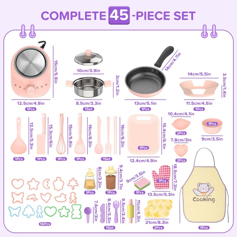 Gotoofun Kids Real Cooking Set with Mini Electric Stove, 45