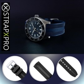 StrapXPro(SPX1C) 20mm Watch Bands Men's Rubber Curved-End Watch Strap Replacement for Seiko Prospex 62MAS Modern Reinterpretation SPB/SBDC Series & Limited Edition Series Dive Watches SPB143, SPB239, SBDC103, SPB421, SLA067, etc. (Black)