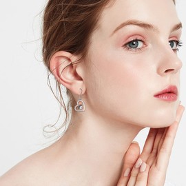 YFN Hedgehog Gifts for Women Sterling Silver Sunflower Animal Heart Drop Earrings Birthday Gift for Her, Sterling Silver, Cubic Zirconia