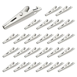25 Pcs Nickel Plated Alligator Clips Metal Alligator Clip Crocodile Electrical Clamps Silver Nickel Plated Test Wire Spring Clamp Silver Tone Alligator Clips for Laboratory Electric Testing Work