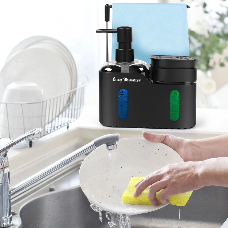 Richenda 4-in-1 Soap Dispenser with Dishcloth Hanger & Sponge Holder
