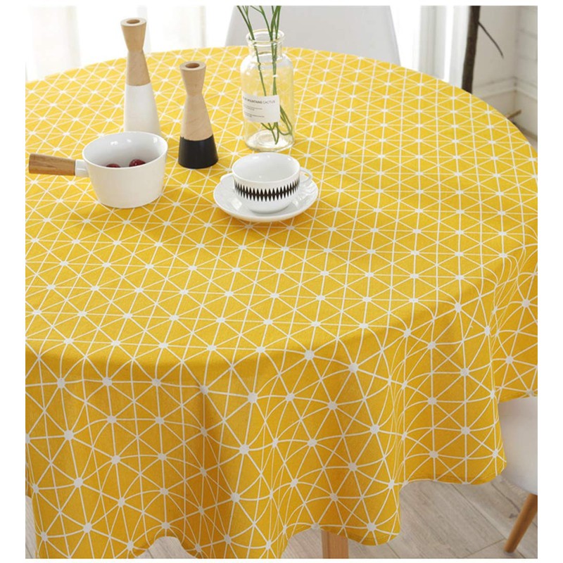 meioro Table Cloth, Round Tablecloth, Cotton Linen Table Cover, Simple