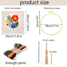 Punch Needle Kit for Beginners Set, Punch Needle Kit for Beginners, Easy-to-Use Punch Needle for DIY Crafts Creative Needle Punch Kit and Embroidery Kits Home Decor