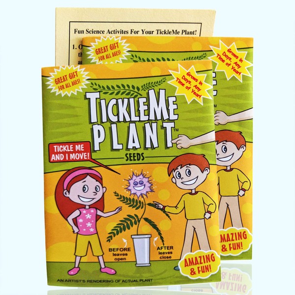 TickleMe Plant Seeds Packets (2) Party Favor! Leaves Fold Together When You Tickle It. Great Science Fun, Easy to Grow Indoors. It Can Flower. Include 10 Activities. Re-Opens in Minutes!