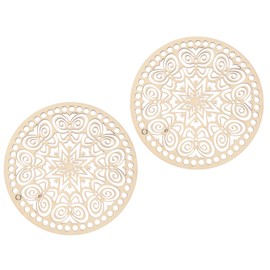 MECCANIXITY Crochet Basket Bases, 5.5"(14cm) Wooden DIY Round Crochet Bag Bottom, Wooden Basket Bottoms for Basket Crochet, Bag Weaving Knitting Base, 2 Pack