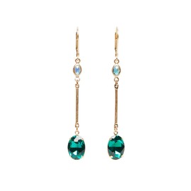 Lovett & Co. Oval Stone Long Drop Earring Emerald | Handmade Green Earrings for Women | Elegant Jewellery For Women | Designed In UK