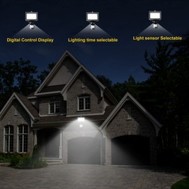 SUNLONG Solar Motion Lights Outdoor Waterproof Motion Sensor Outdoor Lights Digital Adjustable PIR Security Lighting for Front Door Patio Deck Pathway (Natural White)