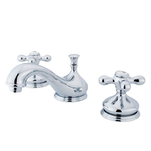 Kingston Brass KS1161AX Heritage Widespread Lavatory Faucet with Metal Cross Handle, Polished Chrome,8-Inch Adjustable Center