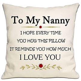 Bommex To My Nanny I Hope Every Time You Hug This Pillow It Reminds You How Much I love You Cushion Cover Nanny Reminder Gift Birthday Gift Mother's Day (nanny)