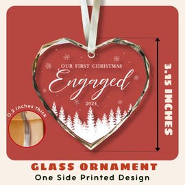 Engagement Gifts for Couples - Gifts for Newly Engaged Couples - Happy Engagement Gifts for Her, Bride to Be - Just Engaged Gifts for Her, Friends, Women - Engagement Gift - Glass Engagement Ornament