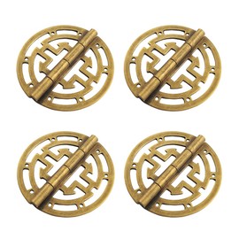 Opexicos 4Pcs 45mm Antique Bronze Furniture Hollow Out Hinges Cabinet Drawer Door Hinge Decorative Fittings Jewelry Box Hinges Left Rig