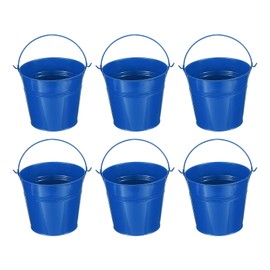 PATIKIL 5.1"x4.7" Small Metal Buckets with Handle, 6 Pcs Mini Galvanized Bucket Colorful Easter Buckets for Crafts Party Favors Decoration, Deep Blue