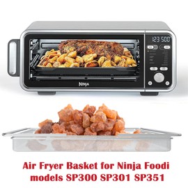 Air Fryer Basket for Ninja Foodi SP300 SP301 SP351 SP201 Series Air Fryer Oven, Stainless Steel Air Fryer Tray Replacement for Ninja Foodi Air Fryer Accessories, Air Fry Basket for Oven
