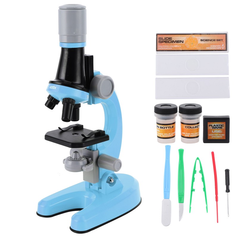 40X‑1200X High Definition Microscope Monocular Plastic Biological Microscope for ChildBlue