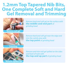 MagiBling Cross Cut Tapered Nib Nail Drill Bits, Professional 3/32'' Safety Tungsten Carbide Cone Bits, Two-Way Rotation, Multi-Function Bit, Manicure Pedicure Cuticle Gel Removal Polishing, Coarse.