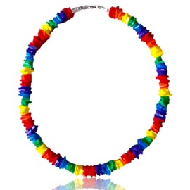 Native Treasure 16" Mens and Womens Rainbow Ark Shell Necklace Tie-Dyed Chips Tropical Jewelry Summer Beach Surfer Necklace From the Philippines