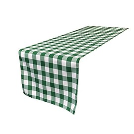 LA Linen Poly Table Runner, 14 by 108-Inch Checkered Gingham Hunter Green/White