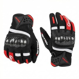 Mens Summer Motorcycle Gloves - Black Touch Screen Carbon Fiber Ankle Protectors Breathable