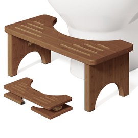 Osivaex Toilet Stool Poop Stool, Collapsible Squatting Potty for Adults & Kids, Wooden Bamboo Step Stool for Bathroom, 7 Inch Height Foldable Pooping Toilet Foot Stool, Brown