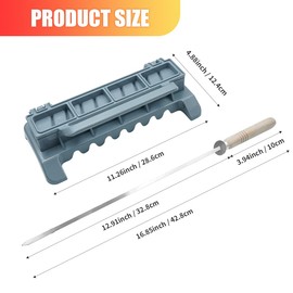 HALNYHYFD Large Kebab Maker Plastic Press with 6 Stainless Steel Skewers & 1 Peeler Portable Easy to Use Kabob Skewers Barbecue Machine Essential Grilling Tool for Perfect Kebabs, Grey