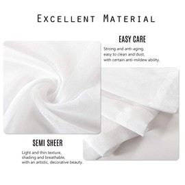 Dreaming Casa Solid Sheer Curtains Draperies White Rod Pocket 2 Panels 100" W x 84" L