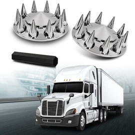 LQI Front Plating Hub Covers Chrome Wheel Cover 33mm Screw-on Lug Nut Covers Spiked Fit for Semi Truck 20" 22.5" 24.5" Wheels ABS Plastic Silver