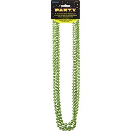 Unique Party 95141 - Metallic Lime Green Bead Necklaces, Pack of 4