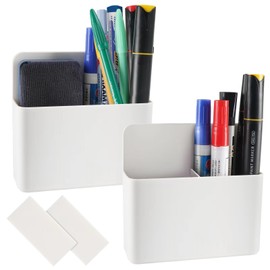 EODVICS Magnetic Dry Erase Marker Holder 2 Pack, Strong Magnetic Back, Holder for Whiteboard and Fridge, School, Office, Home (White)