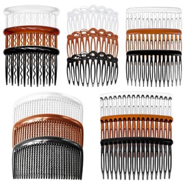 SYEYCW Pack of 15 Hair Combs for Clips, French Twist Hair Side Combs, Plastic Decorative Hair Comb Clips, Decorative Headpiece, French Hair Comb, for Women, Girls, 3 Colours