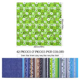 PWGHWG Pack of 42 Fabrics for Sewing 25 x 25 cm Fabrics for Sewing Children Square Patchwork Fabrics Package Suitable for Homemade Bags Doll Dresses Hair Bands Tissue Boxes