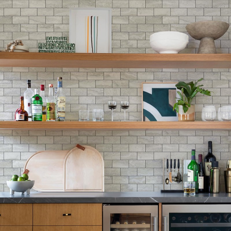 STICKGOO 10-Sheet Subway Tile Cream Peel and Stick Backsplash, Beige