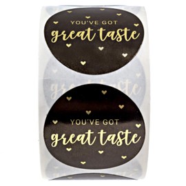 You've Got Great Taste Stickers/Roll of 500 1.5" Labels/Gold Foil Business Stickers