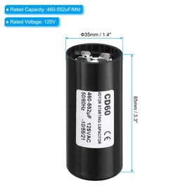 PATIKIL Motor Start Capacitor, 2 Pack 460-552uF/Mfd 125V 50/60Hz CD60 Run Capacitor Motor Starting Capacitor for Electric Motor Starts Running