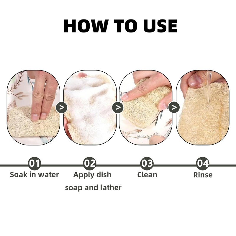Suytvenxau 2 PCS Loofah Natural Shower Sponges, Eco-Friendly Exfoliating Body