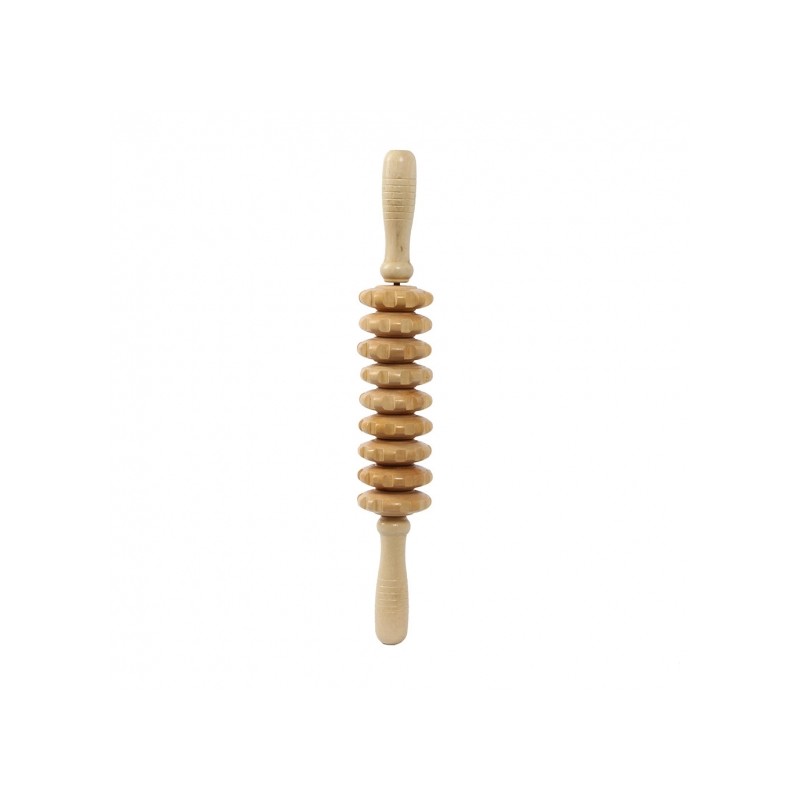 Wooden acupressure roller massage stick