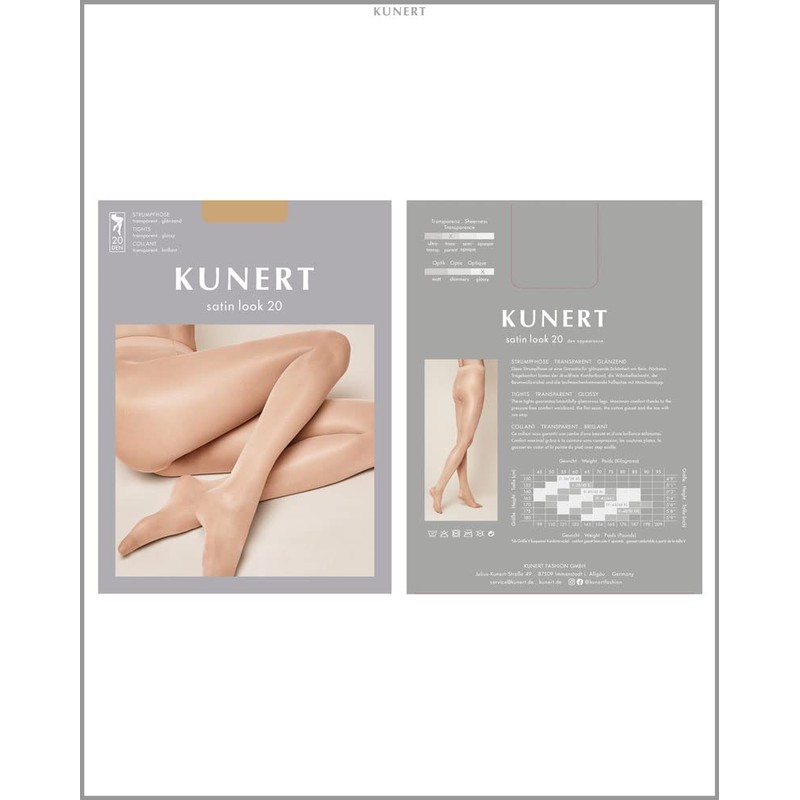 KUNERT Women's Tights, Satin Look, Transparent, Shiny, 20 denier